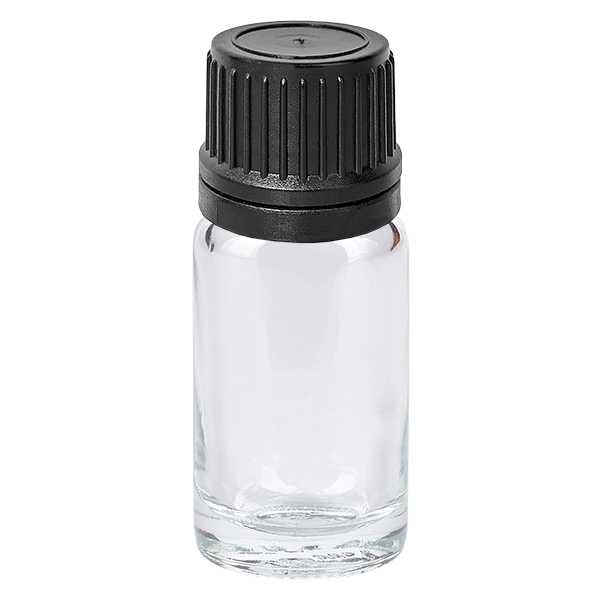 Frasco conta-gotas de 10 ml com tampa inviolável preta de 1 mm ClearLine UT18/10