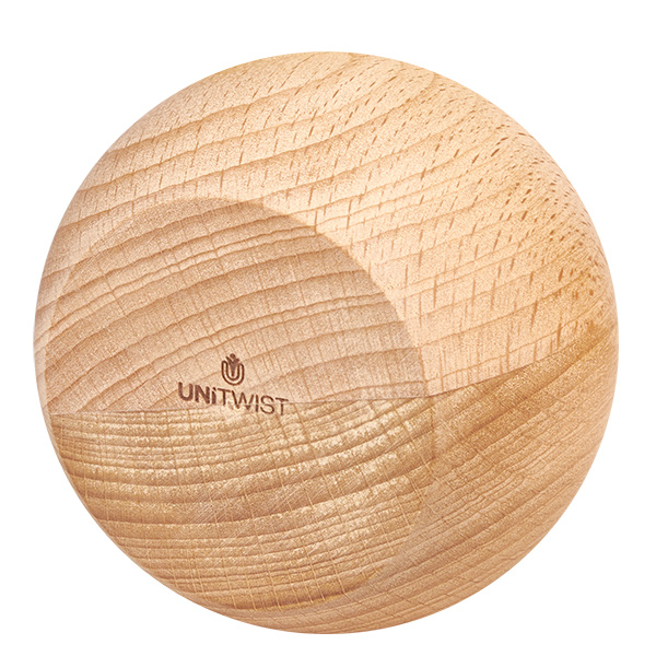 Bola de madeira UNiTWIST (faia) para WECK RR80 Bola única UNiTWIST em madeira de faia com logótipo e grão de madeira natural para os boiões WECK RR80