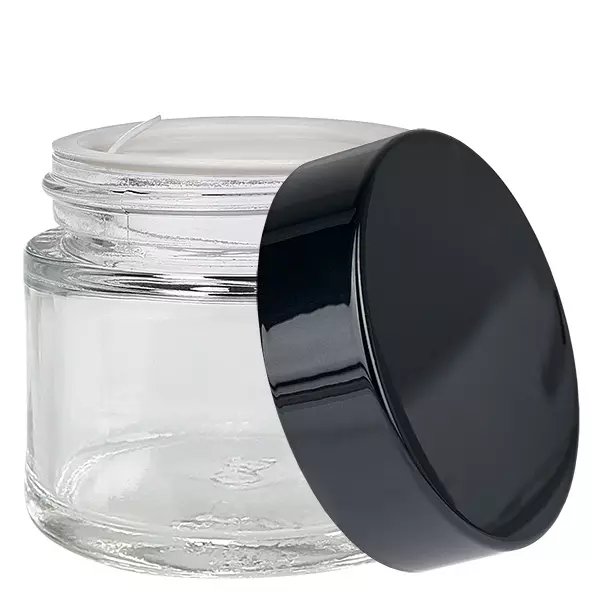 Frasco de vidro transparente de 60 ml com tampa de inserção UNiTWIST Frasco de vidro transparente de 60 ml com tampa de inserção UNiTWIST