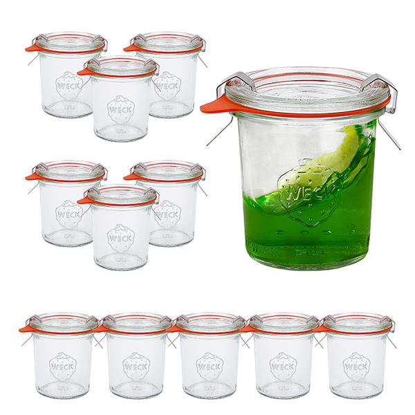 Conjunto de 12 frascos Weck de 140 ml copos de vidro com 12 tampas de vidro