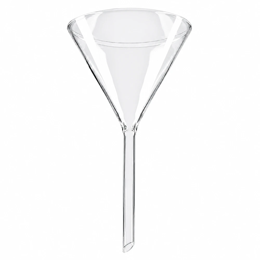 Funil ø85mm borosilicato ângulo 60 estilo curto Funil de vidro borossilicato com 85 mm de diâmetro e ângulo de 60 graus para utilização em laboratório