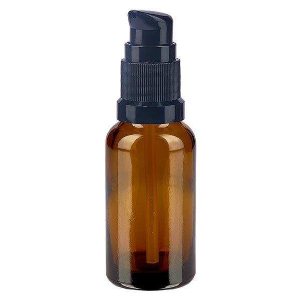 Frasco de farmácia castanho 20ml tampa da bomba preta standard Frasco de farmácia castanho 20ml tampa da bomba preta standard