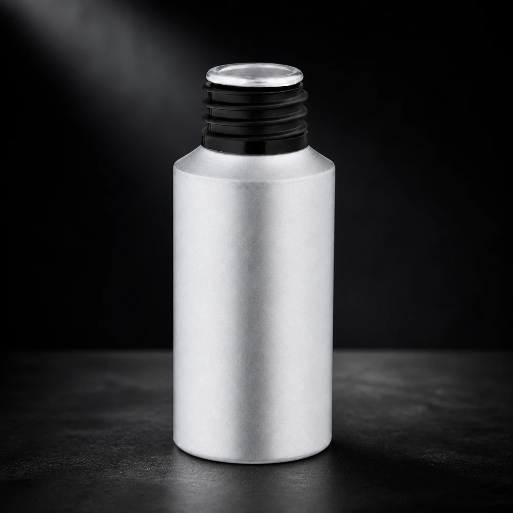 Frasco cilíndrico de alumínio de 30 ml com design elegante para produtos cosméticos e séruns de qualidade superior