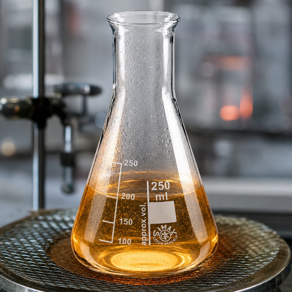Erlenmeyer resistente ao calor de 250 ml de vidro borossilicato com solução de cor âmbar