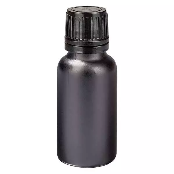 Frasco conta-gotas de 20ml com tampa inviolável de 1mm PretoL. UT18/20