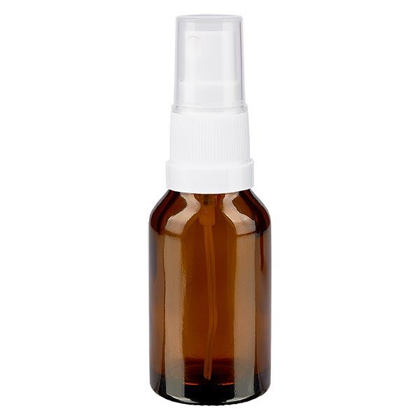 Frasco de farmácia castanho 30ml spray top branco
