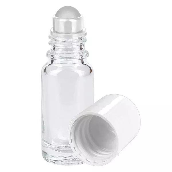 Frasco de farmácia transparente de 10ml com tampa roll-on branco Frasco de farmácia transparente de 10ml com tampa roll-on branco