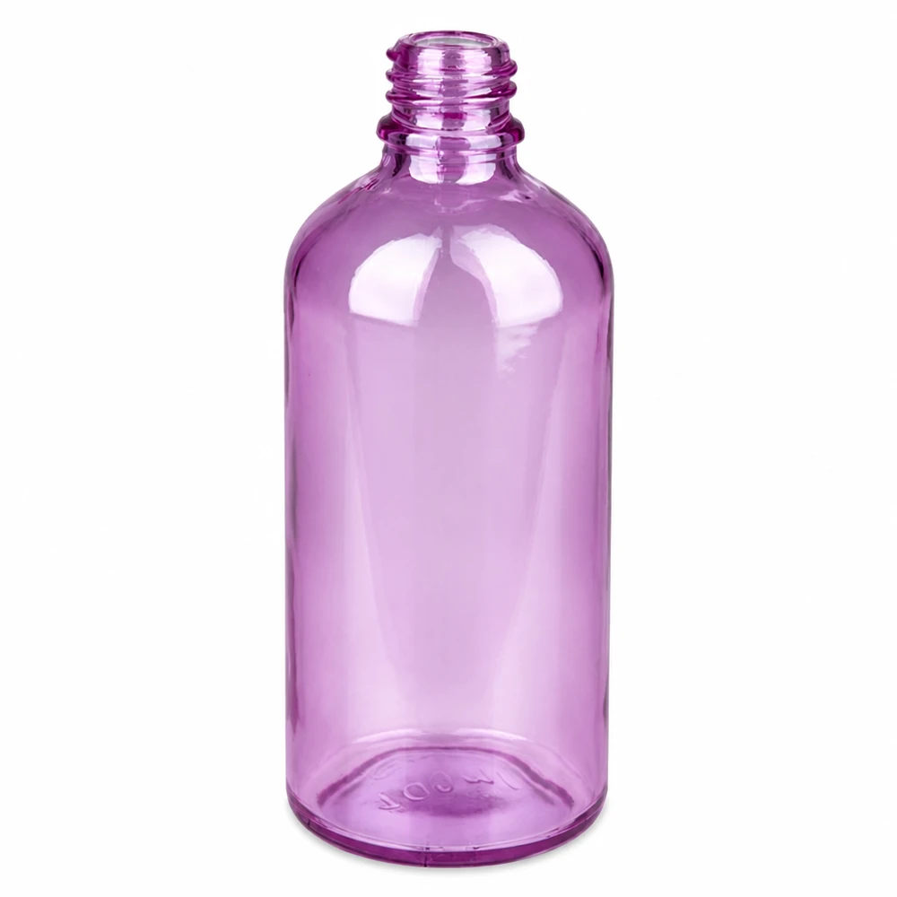 Frasco de farmácia de 100 ml PurpleLine UT18/100 UNiTWIST Frasco de farmácia PurpleLine de 100 ml em violeta transparente com rosca UNiTWIST UT18/100