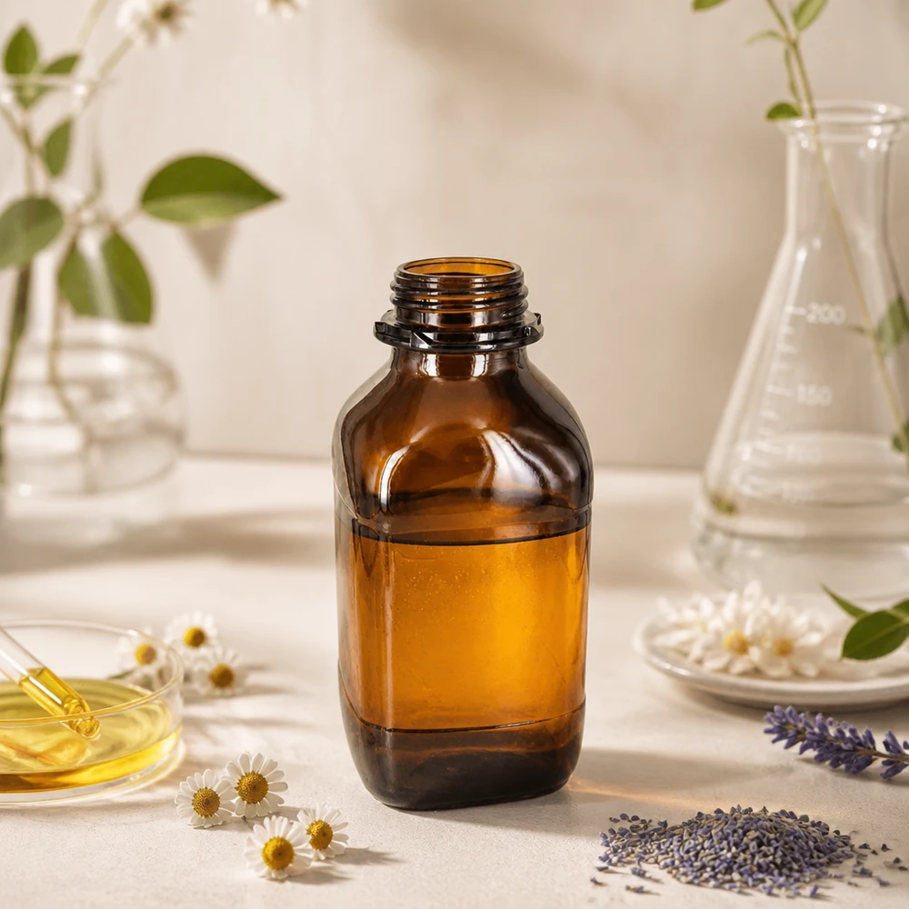 Frasco para produtos químicos Premium de 1000 ml em vidro castanho protetor Frasco químico quadrado de 1000 ml em vidro âmbar para uma utilização óptima do espaço no laboratório