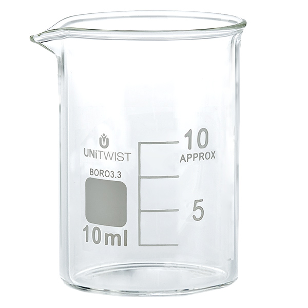 Copo de 10 ml de borosilicato, baixo molde UNiTWIST