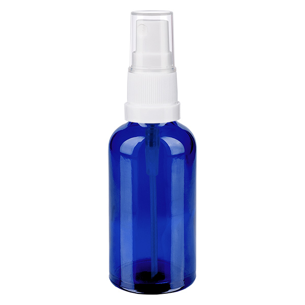 Frasco spray de 50ml branco/tampa standard transparente BlueLine UT18/50