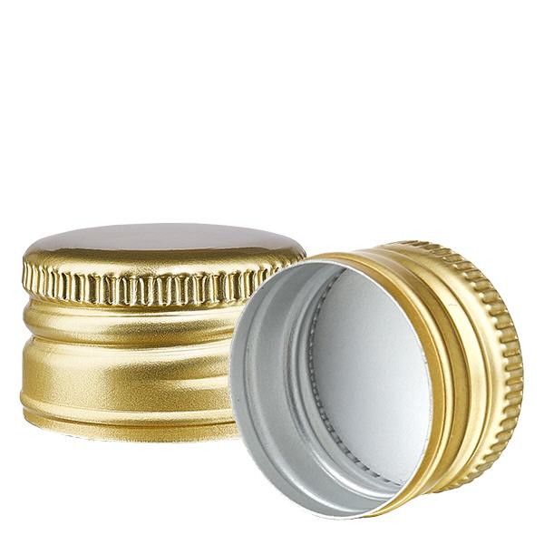 Tampa de rosca de alumínio dourada padrão PP28 ApoGlas