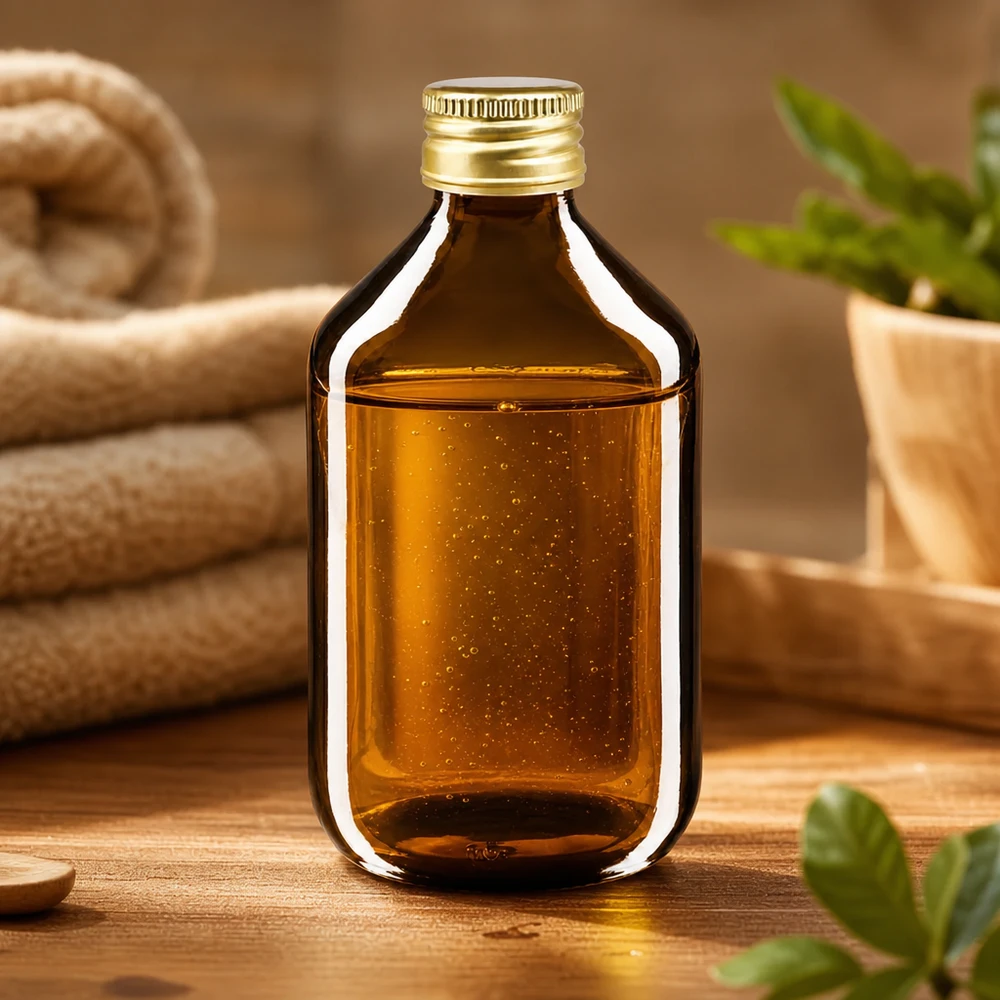 300ml Medizinflasche braun, mit Verschluss gold Aluminium ApoGlas Frasco de vidro âmbar de 300 ml com tampa de rosca em alumínio dourado para aplicações médicas