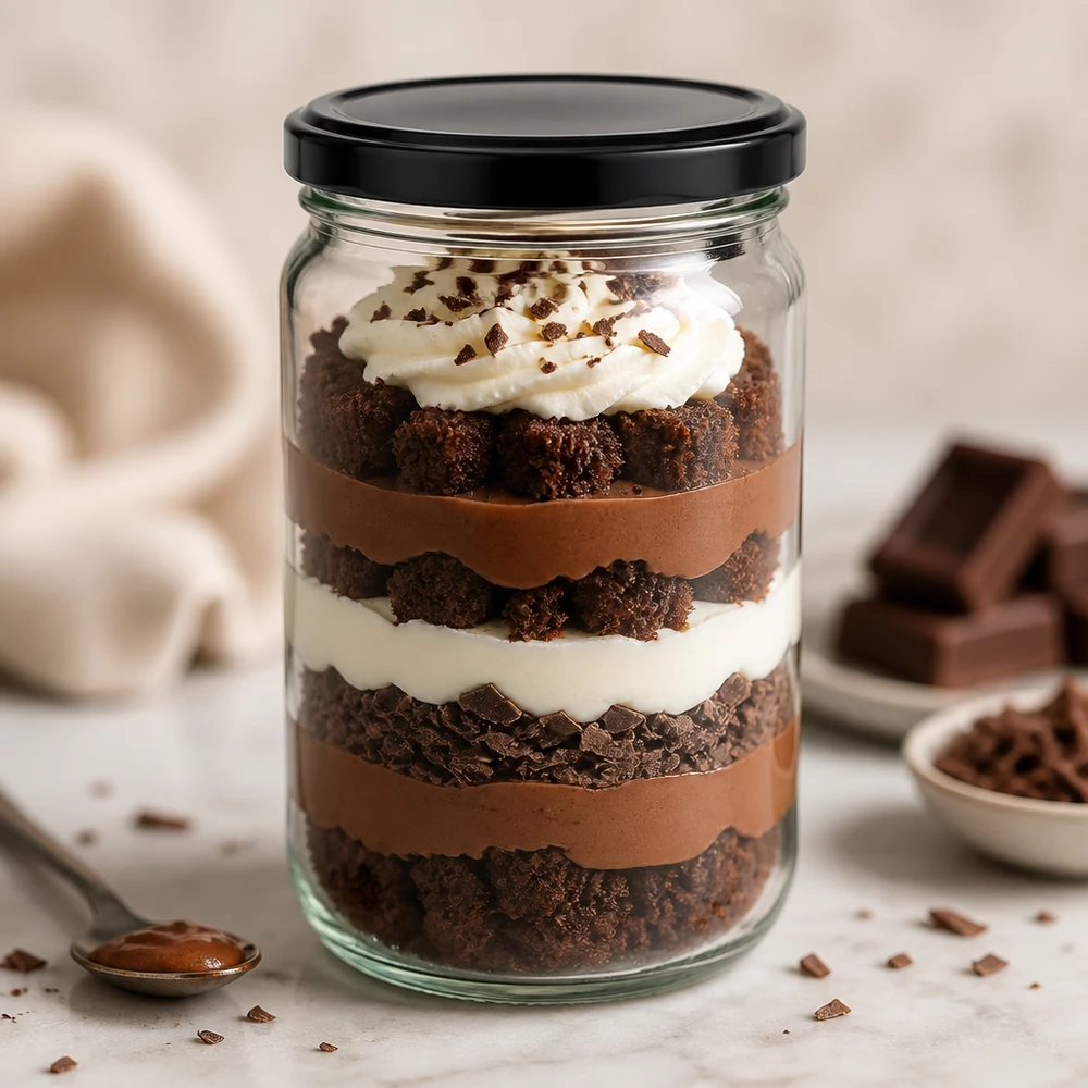 305ml Rundglas mit BasicSeal Deckel schwarz UNiTWIST 305ml Rundglas UNiTWIST mit schwarzem Deckel für Schichtdesserts - perfekt für Tiramisu und Mousse-Kreationen