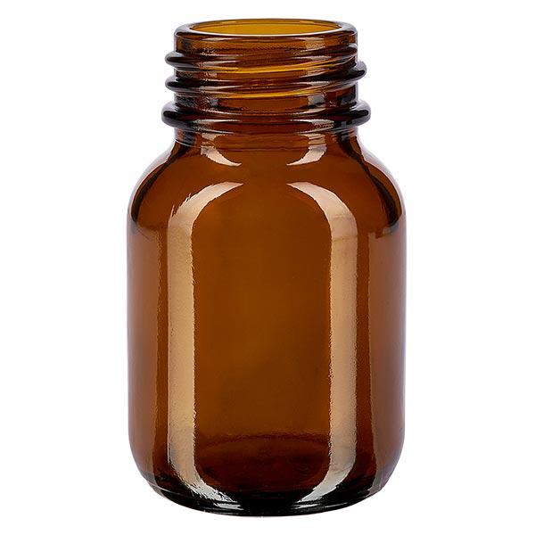 Garrafa de 50ml com gargalo largo em vidro âmbar