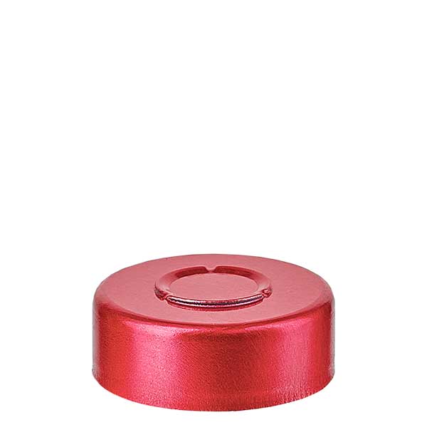 Tampão com rebordo 20,25 x 7,4 mm com corte central, vermelho Tampão com rebordo 20,25 x 7,4 mm com corte central, vermelho