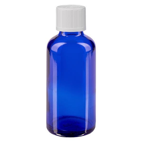 Frasco de farmácia azul 50ml tampa de rosca branca padrão resistente a crianças Frasco de farmácia azul 50ml tampa de rosca branca padrão resistente a crianças