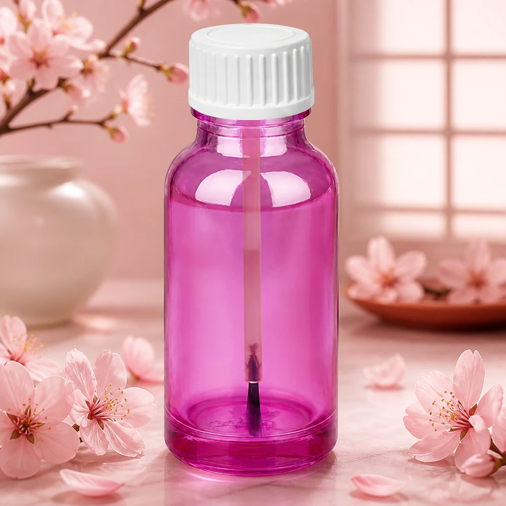 Frasco com pincel de 20 ml branco padrão PurpleLine UT18/20 Frasco pequeno de 20 ml com pincel e tampa de rosca branca, ideal para aplicações cosméticas pontuais