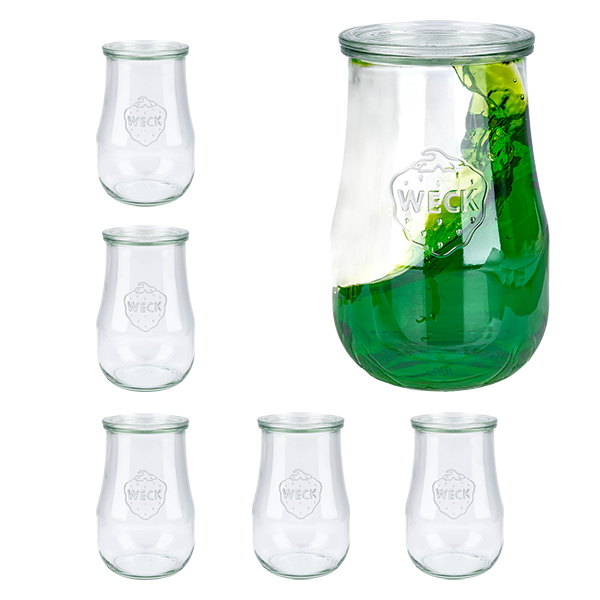 Conjunto de 6 frascos Weck frascos de tulipa de 1750ml com 6 tampas de vidro
