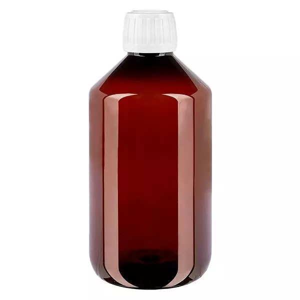 Frasco PET 500ml com tampa inviolável branca standard Frasco PET 500ml com tampa inviolável branca standard
