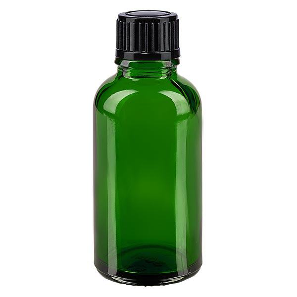 Frasco de farmácia verde 30ml tampa de rosca preta padrão Frasco de farmácia verde 30ml tampa de rosca preta padrão