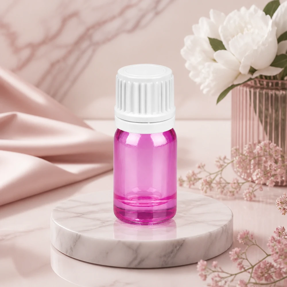 Frasco conta-gotas de 5 ml com tampa de rosca Originality branca de 0,7 mm PurpleLine UT18/5 Frasco conta-gotas de 5 ml com tampa de rosca branca e vidro violeta para aplicações de aromaterapia
