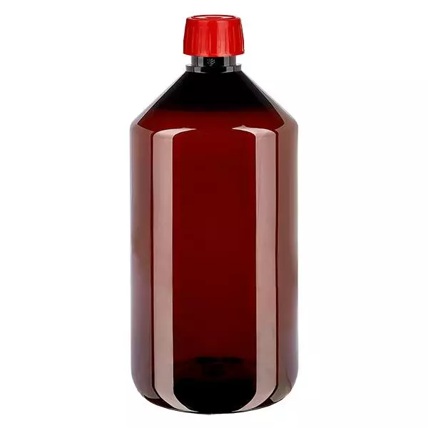 Frasco PET 750ml com tampa de desgaseificação vermelha Frasco PET 750ml com tampa de desgaseificação vermelha
