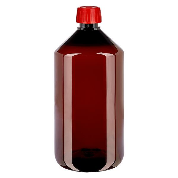 Frasco PET 750ml com tampa de desgaseificação vermelha Frasco PET 750ml com tampa de desgaseificação vermelha