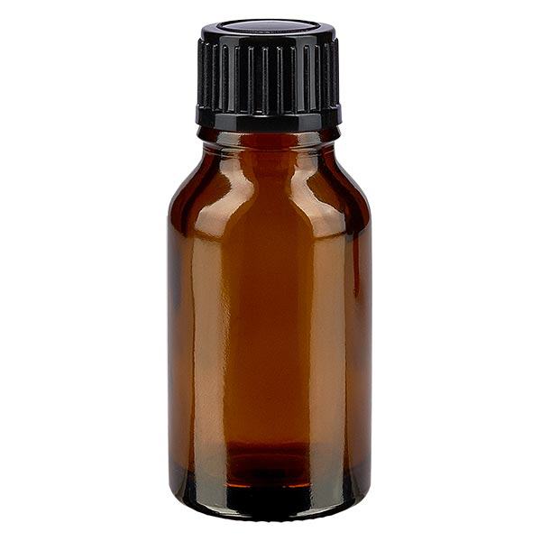 Frasco de farmácia castanho 15ml com tampa de rosca preta standard Frasco de farmácia castanho 15ml com tampa de rosca preta standard
