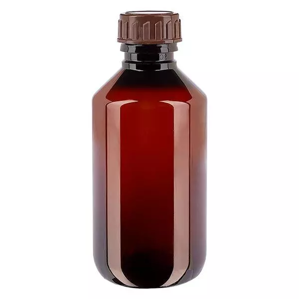 Frasco PET 200ml com tampa castanha standard Frasco PET 200ml com tampa castanha standard
