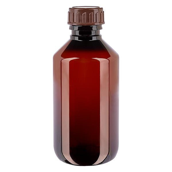 Frasco PET 200ml com tampa castanha standard Frasco PET 200ml com tampa castanha standard