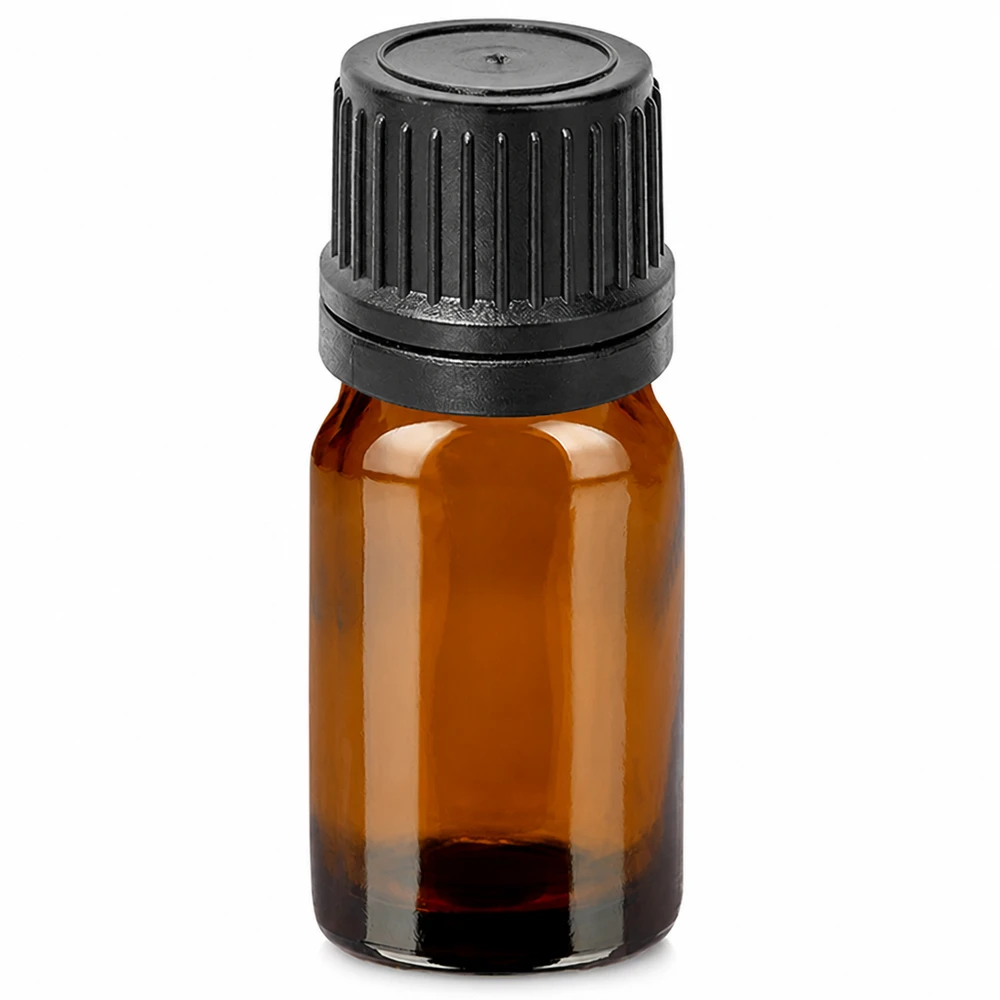 Frasco conta-gotas de 5 ml com tampa inviolável preta de 1 mm BrownLine UT18/5 Frasco conta-gotas de 5 ml castanho com tampa preta para óleos essenciais e aromaterapia