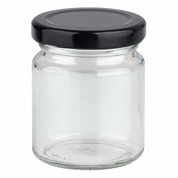 Frasco redondo de 53 ml com tampa BasicSeal preta UNiTWIST