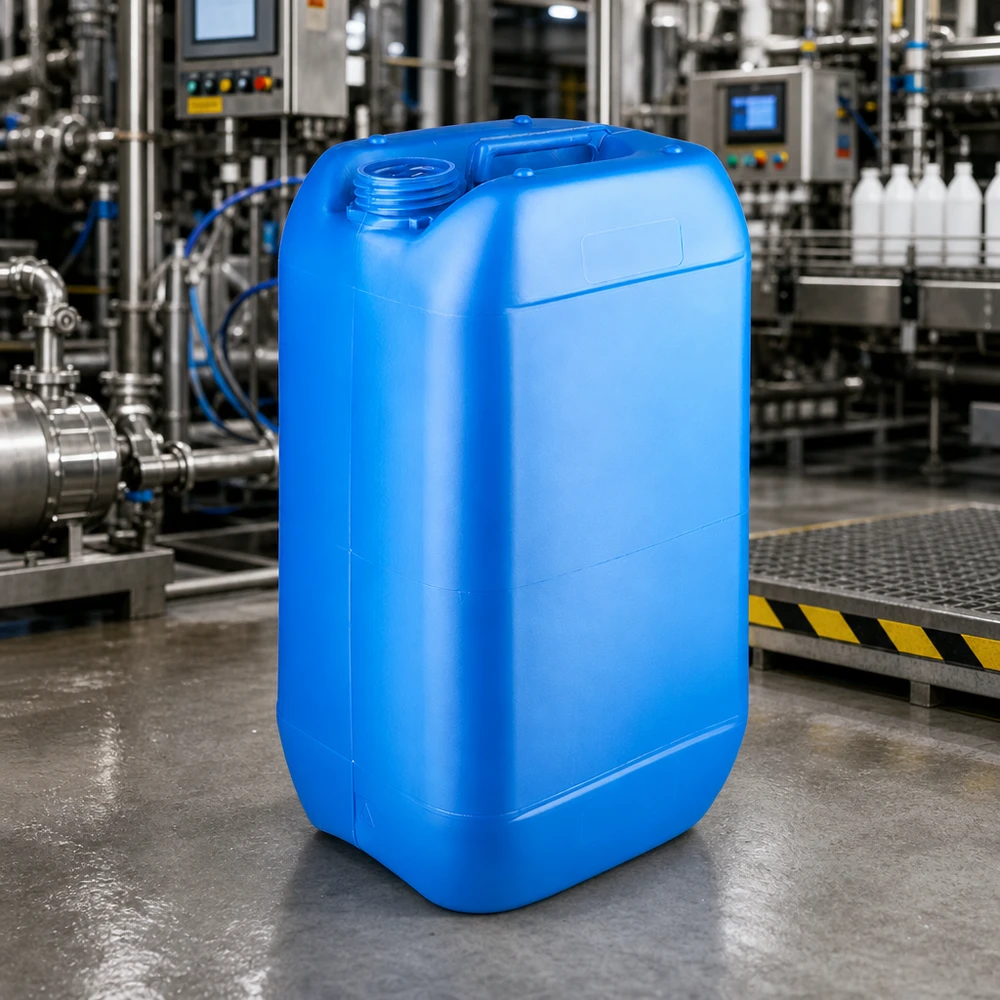 Bidão 15 litros azul sem tampa Bidão retangular azul de 15 L, sem tampa, com pega de transporte integrada, em plástico resistente