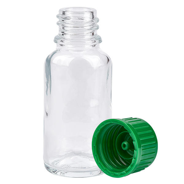 Frasco de 20 ml com tampa de rosca de 11 mm verde Standard ClearLine UT18/20 Frasco de 20 ml com tampa de rosca de 11 mm verde Standard ClearLine UT18/20
