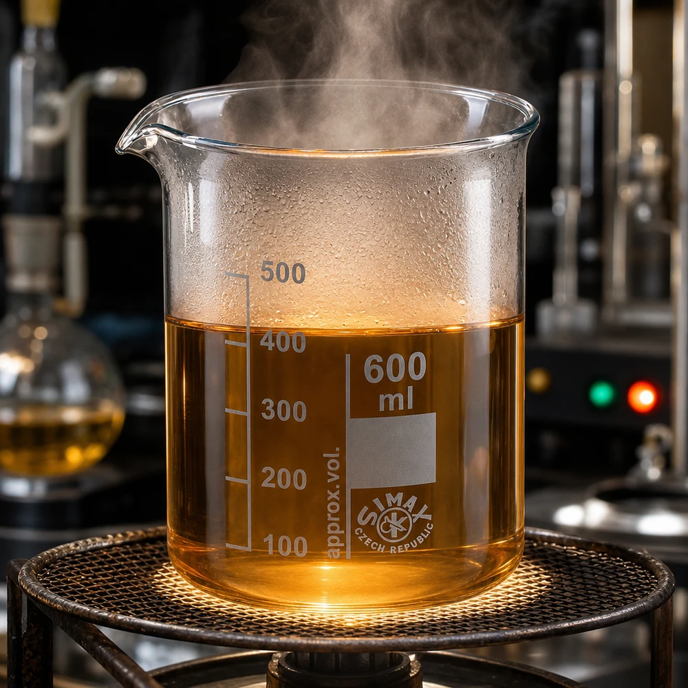 Copo graduado de 600 ml de forma baixa com escala de mililitros claramente visível, feito de vidro borossilicato