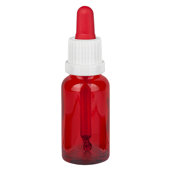 Frasco pipeta de 20 ml branco/vermelho com fecho inviolável RedLine UT18/20