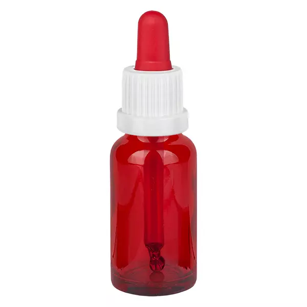 Frasco pipeta de 20 ml branco/vermelho com fecho inviolável RedLine UT18/20 Frasco pipeta de 20 ml branco/vermelho com fecho inviolável RedLine UT18/20