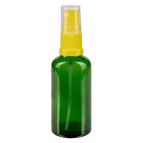Frasco de farmácia verde 50ml spray top amarelo