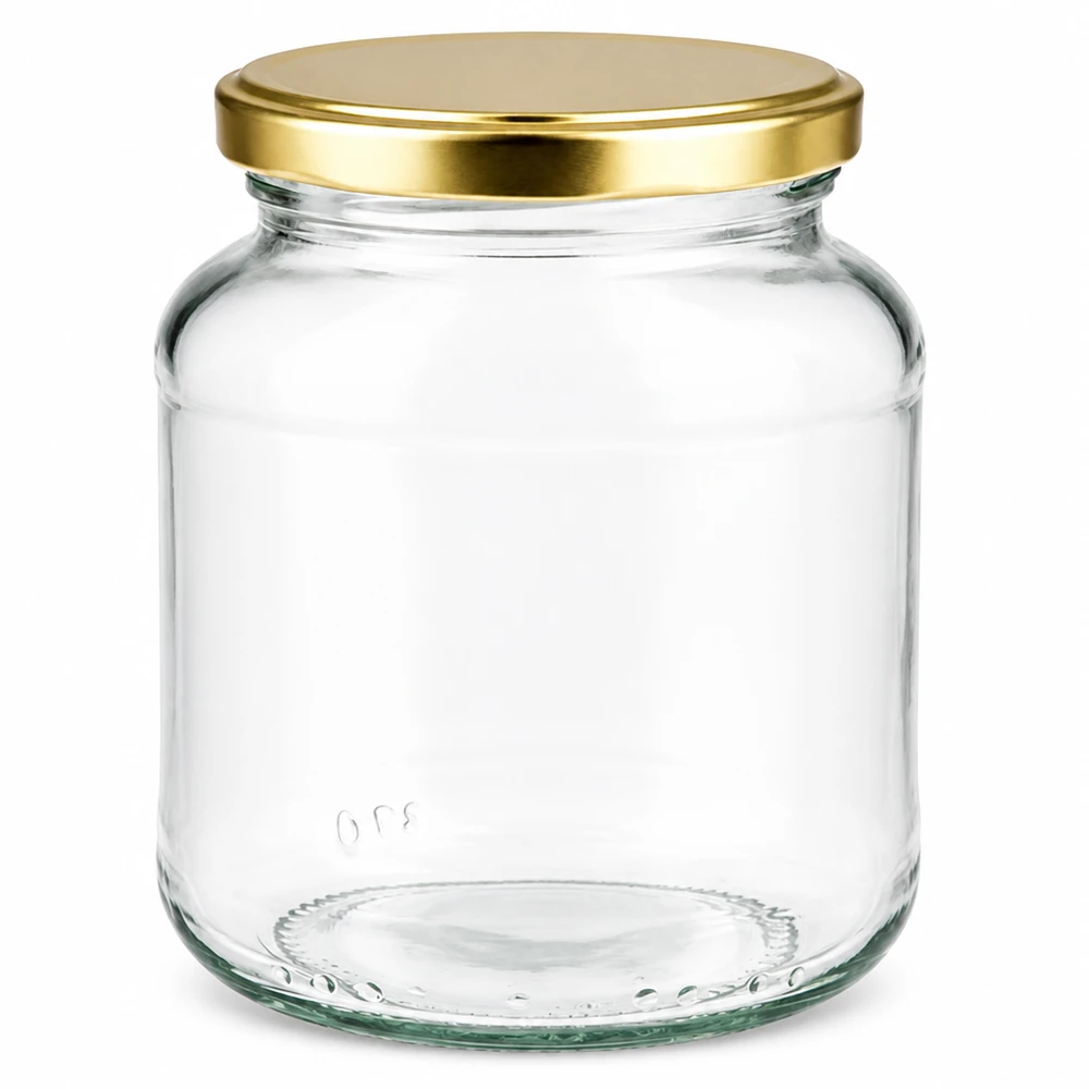 Frasco oval de 370 ml com tampa BasicSeal dourada UNiTWIST - frasco de conserva vazio para compotas e conservas