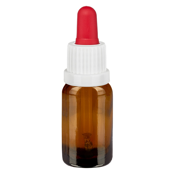 Frasco pipeta de 10 ml branco/vermelho com fecho inviolável BrownLine UT18/10