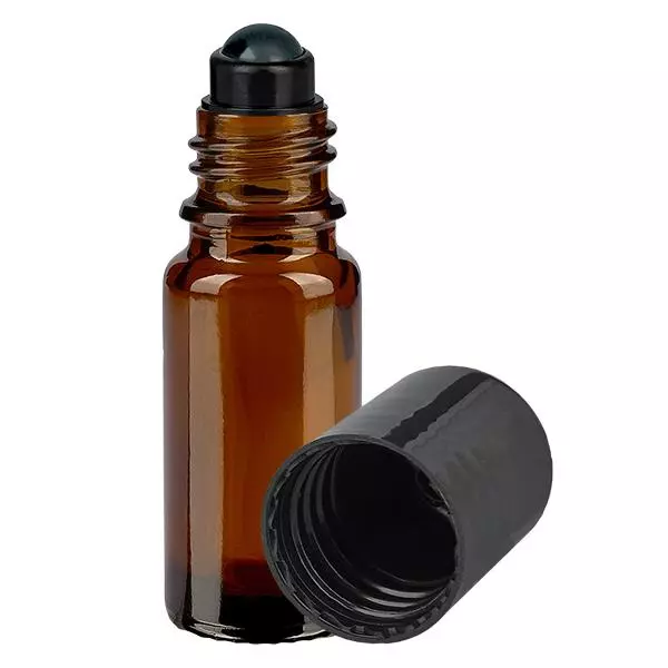 Frasco de farmácia castanho 10ml tampa roll-on preta Frasco de farmácia castanho 10ml tampa roll-on preta