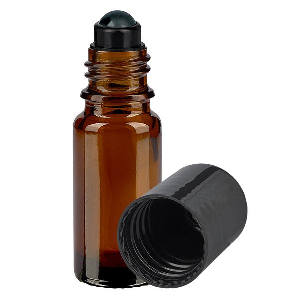Frasco de farmácia castanho 10ml tampa roll-on preta