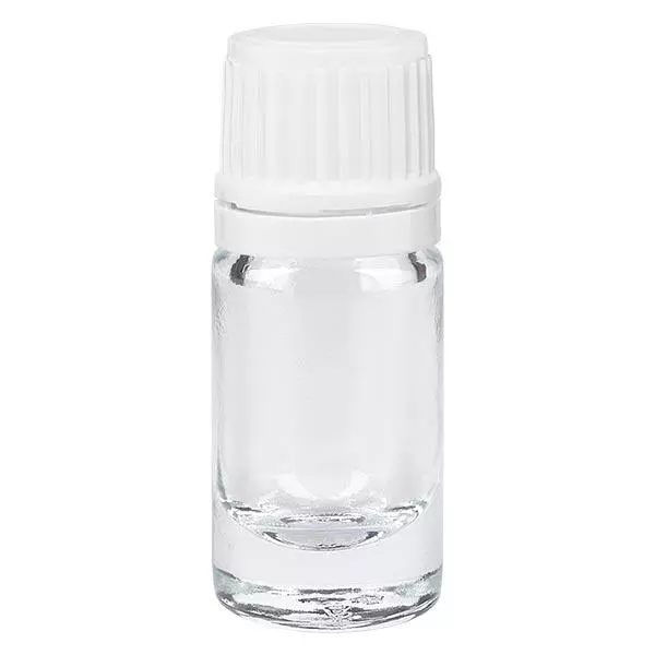 Frasco de farmácia 5ml transparente com tampa de rosca branca inviolável Frasco de farmácia 5ml transparente com tampa de rosca branca inviolável