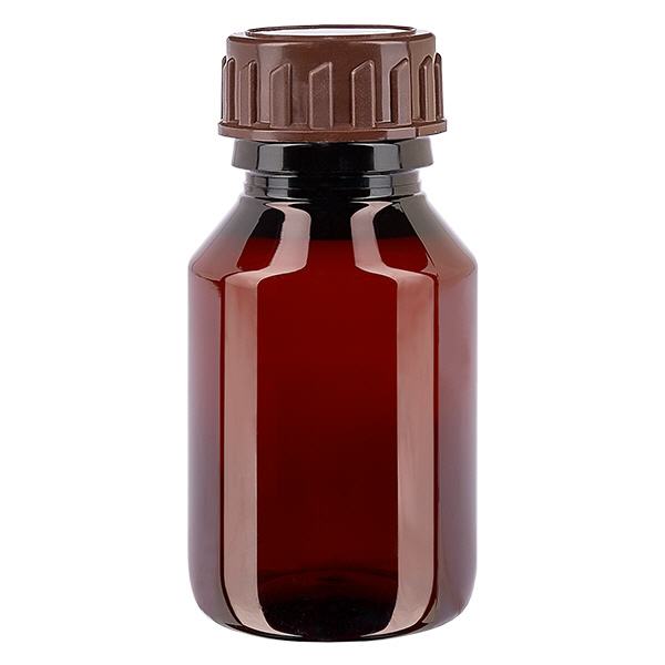Frasco PET 50ml com tampa castanha standard Frasco PET 50ml com tampa castanha standard