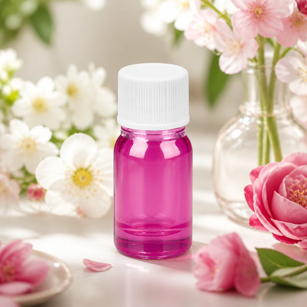 Frasco de 5 ml com tampa de rosca de 11 mm branco padrão PurpleLine UT18/5 Frasco de farmácia de 5 ml de alta qualidade em violeta elegante com tampa branca para uso profissional