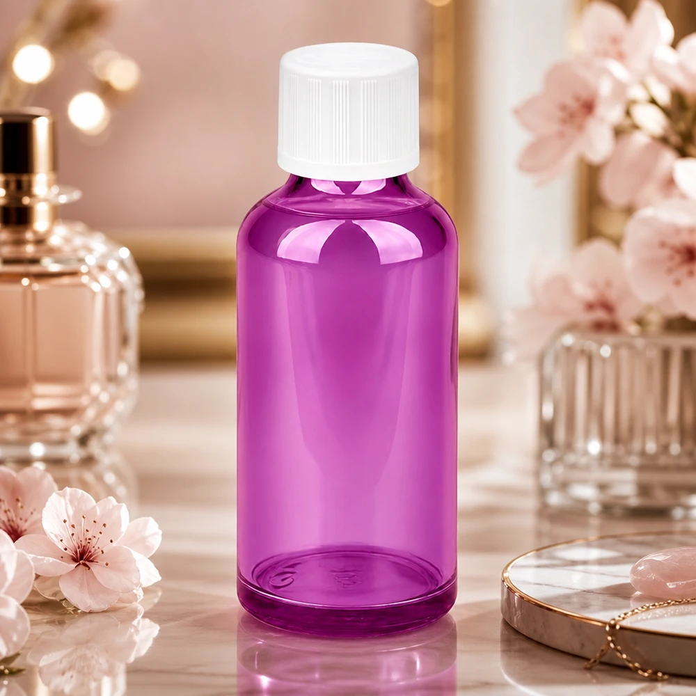 Frasco conta-gotas roxo de 50 ml com abertura de 1,2 mm - perfeito para cosméticos DIY e aromaterapia