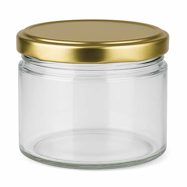 Frasco redondo de 540 ml com tampa BasicSeal dourada UNiTWIST