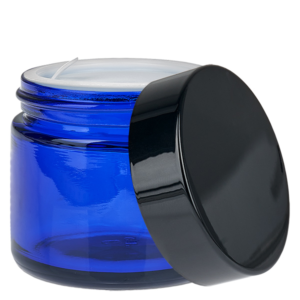 Frasco de vidro de 60 ml azul com tampa de inserção UNiTWIST Frasco de vidro de 60 ml azul com tampa de inserção UNiTWIST