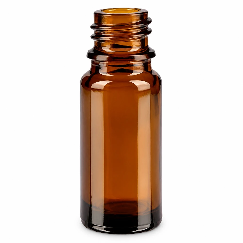Frasco farmacêutico de vidro castanho de 10 ml com rosca para óleos essenciais e medicamentos